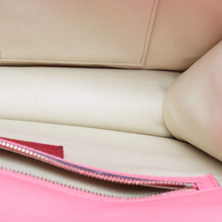 Pre Owned Valentino Pink Leather Medium Glam Lock Chain Shoulder Bag