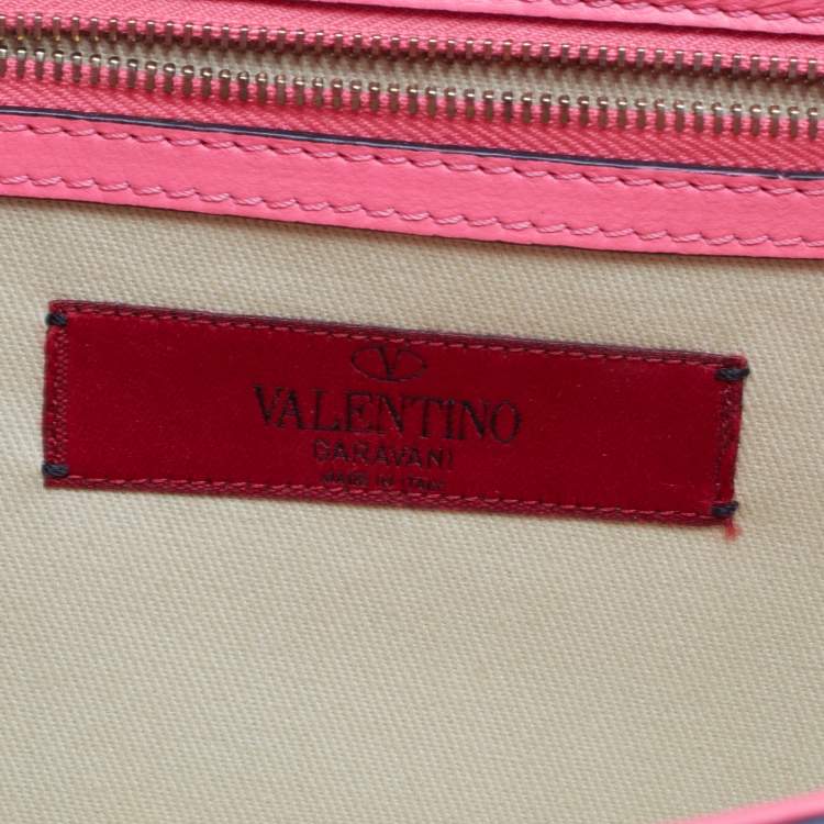 Pre Owned Valentino Pink Leather Medium Glam Lock Chain Shoulder Bag