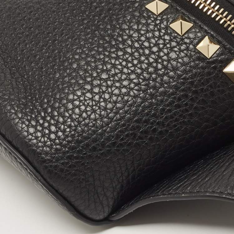 Pre Owned Valentino Black Leather Rockstud Belt Bag