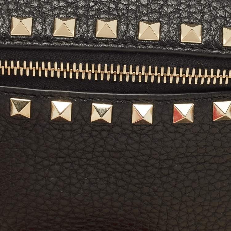 Pre Owned Valentino Black Leather Rockstud Belt Bag