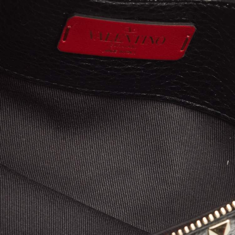 Pre Owned Valentino Black Leather Rockstud Belt Bag