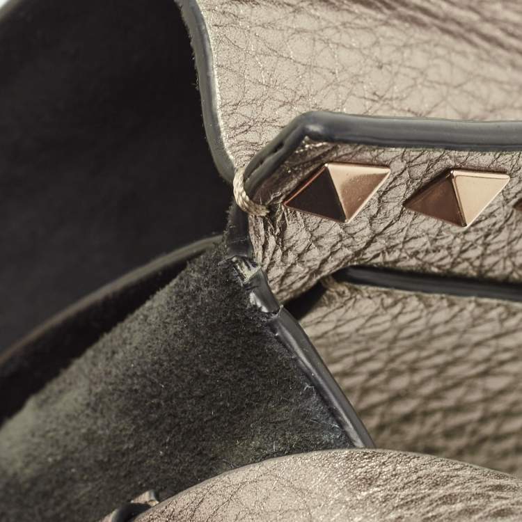 Pre Owned Valentino Metallic Leather Small Rockstud Crossbody Bag