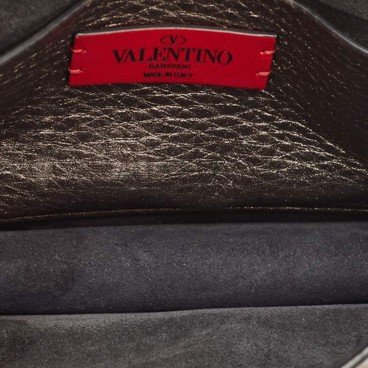 Pre Owned Valentino Metallic Leather Small Rockstud Crossbody Bag