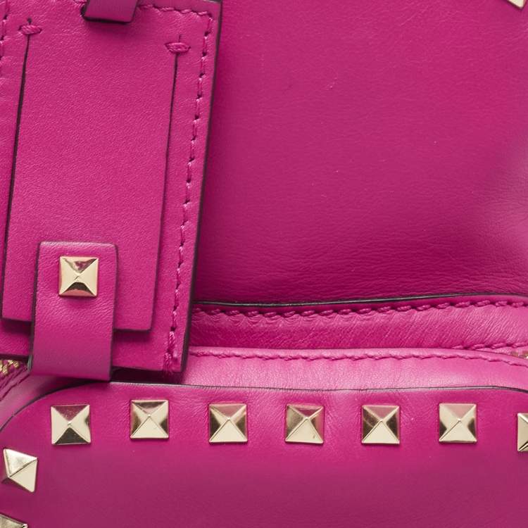 Pre Owned Valentino Pink Leather Mini Rockstud Backpack