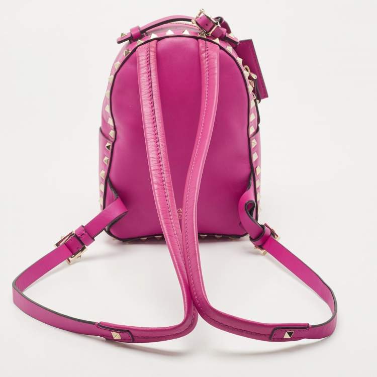 Pre Owned Valentino Pink Leather Mini Rockstud Backpack