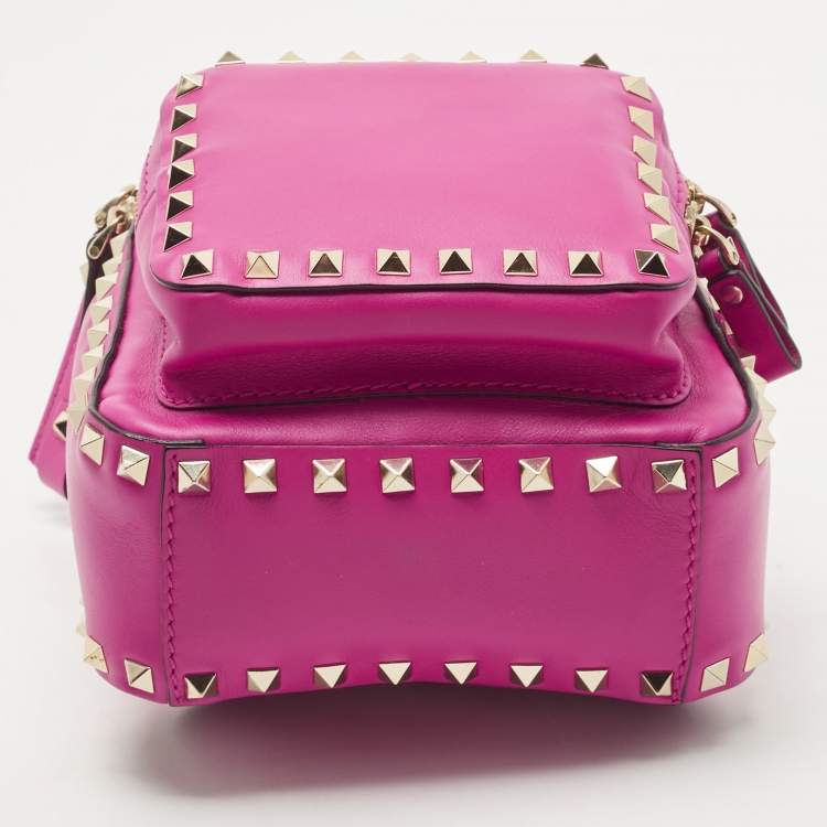 Pre Owned Valentino Pink Leather Mini Rockstud Backpack