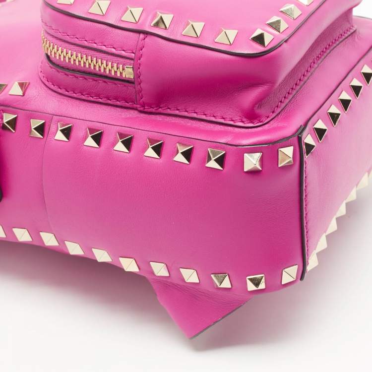 Pre Owned Valentino Pink Leather Mini Rockstud Backpack