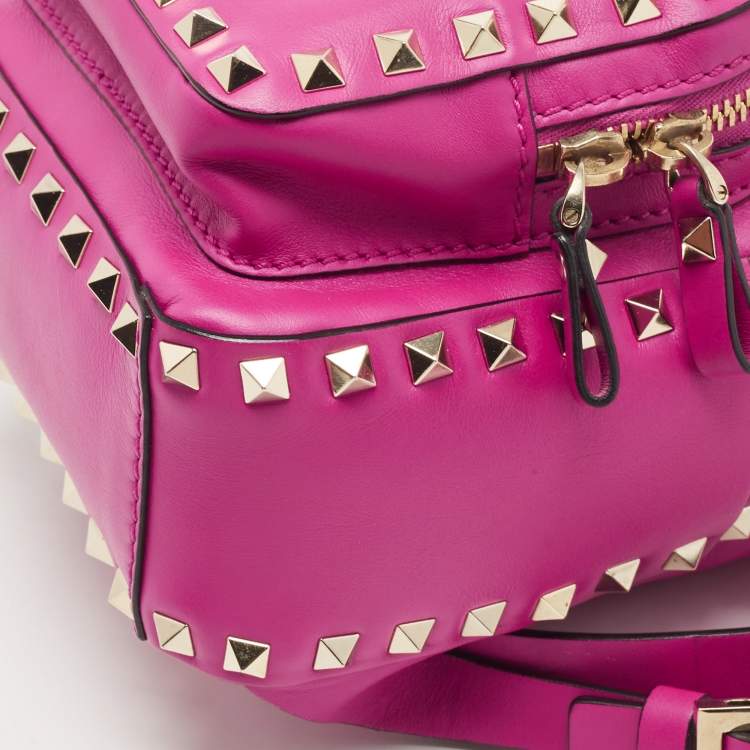 Pre Owned Valentino Pink Leather Mini Rockstud Backpack