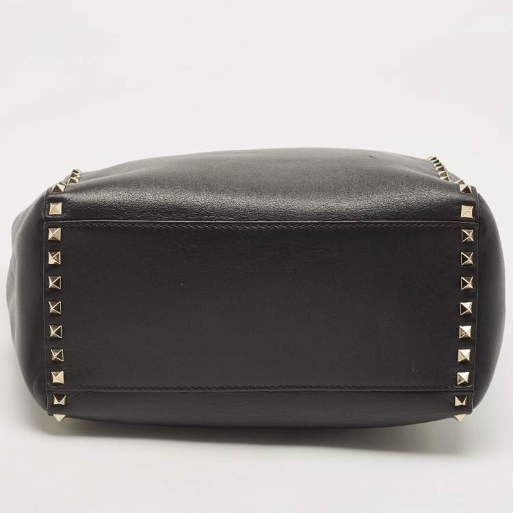 Pre Owned Valentino Black Leather Rockstud Trapeze Tote