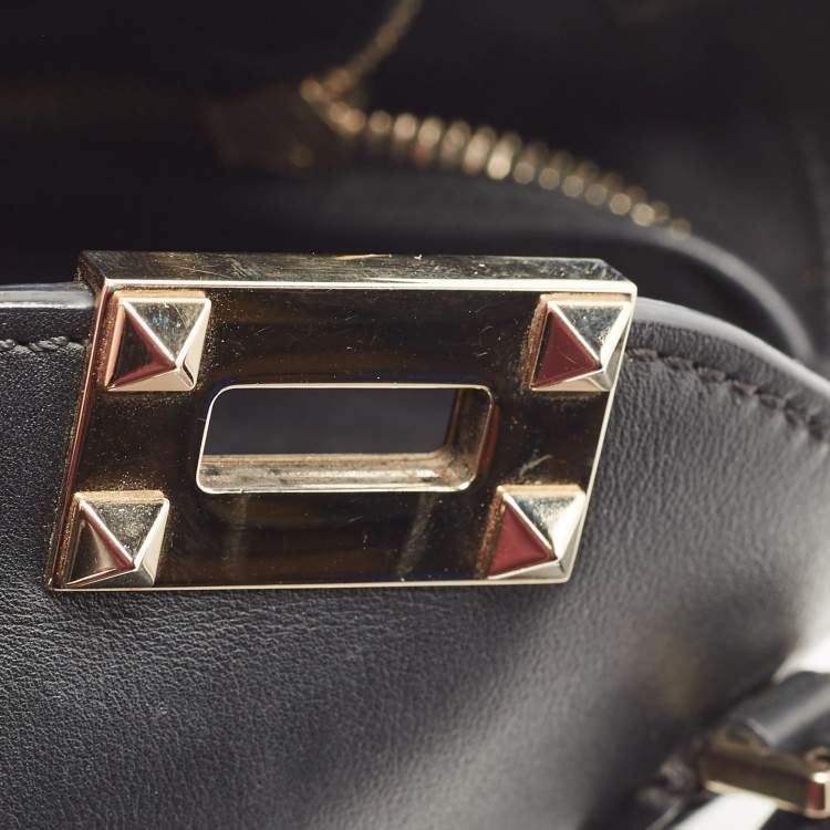Pre Owned Valentino Black Leather Rockstud Trapeze Tote