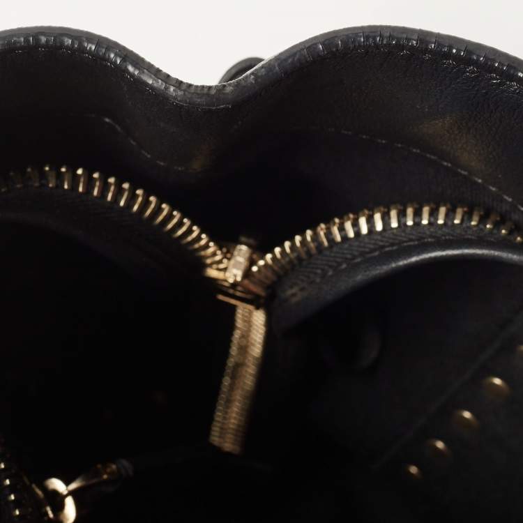 Pre Owned Valentino Black Leather Rockstud Trapeze Tote
