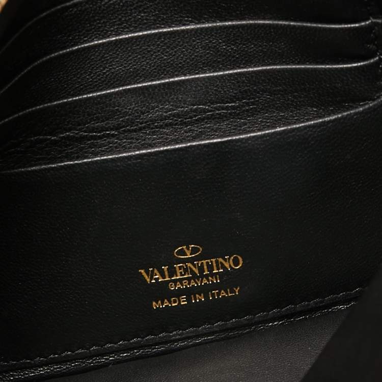 Pre Owned Valentino Gold Leather Rockstud Envelope Wristlet Clutch