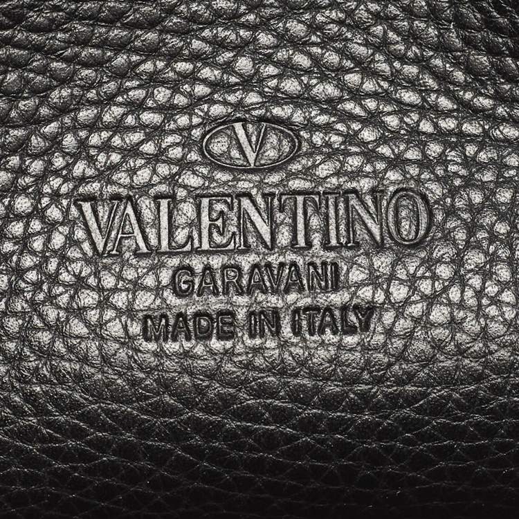 Pre Owned Valentino Black Leather Rockstud Flap Shoulder Bag
