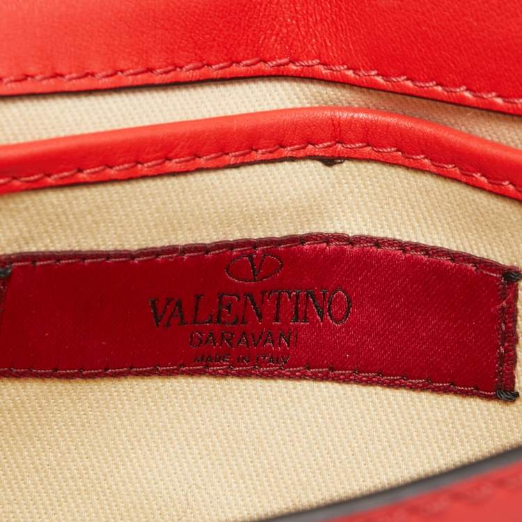 Pre Owned Valentino Red Leather Rockstud Baguette Bag
