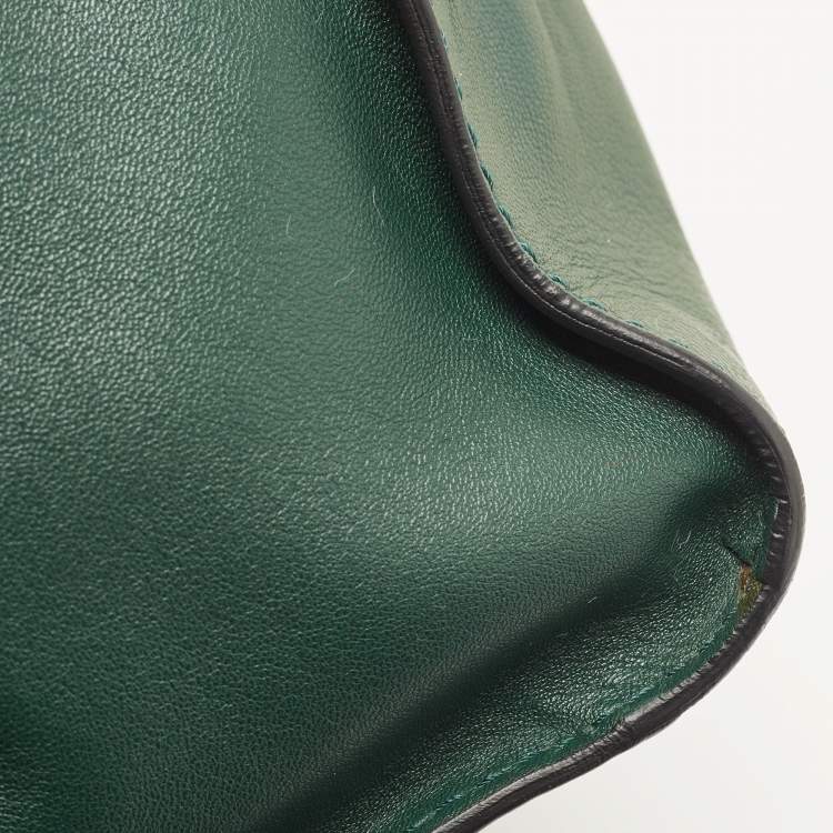 Pre Owned Valentino Green/Dusty Pink Leather Aphrodite Bow Top Handle Bag