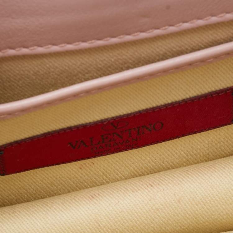 Pre Owned Valentino Light Pink Leather Mini Rockstud Glam Lock Shoulder Bag