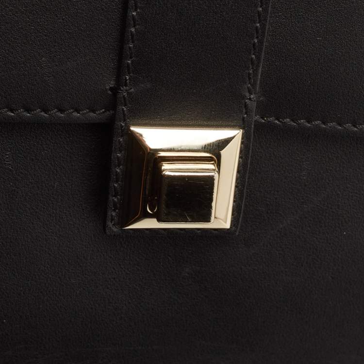 Pre Owned Valentino Black Leather Studded Flap Shoulder Bag
