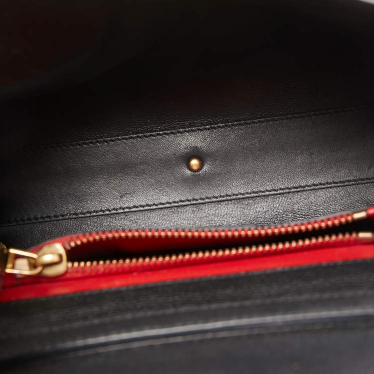 Pre Owned Valentino Black Leather VSling Top Handle Bag