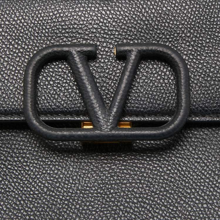 Pre Owned Valentino Black Leather VSling Top Handle Bag