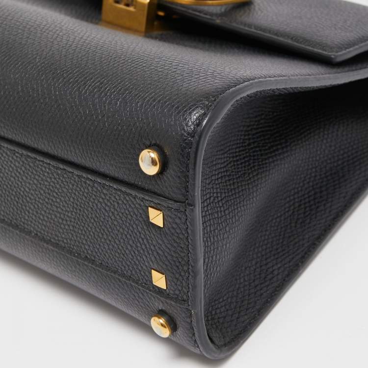 Pre Owned Valentino Black Leather VSling Top Handle Bag