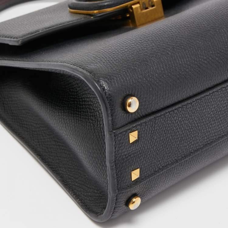 Pre Owned Valentino Black Leather VSling Top Handle Bag