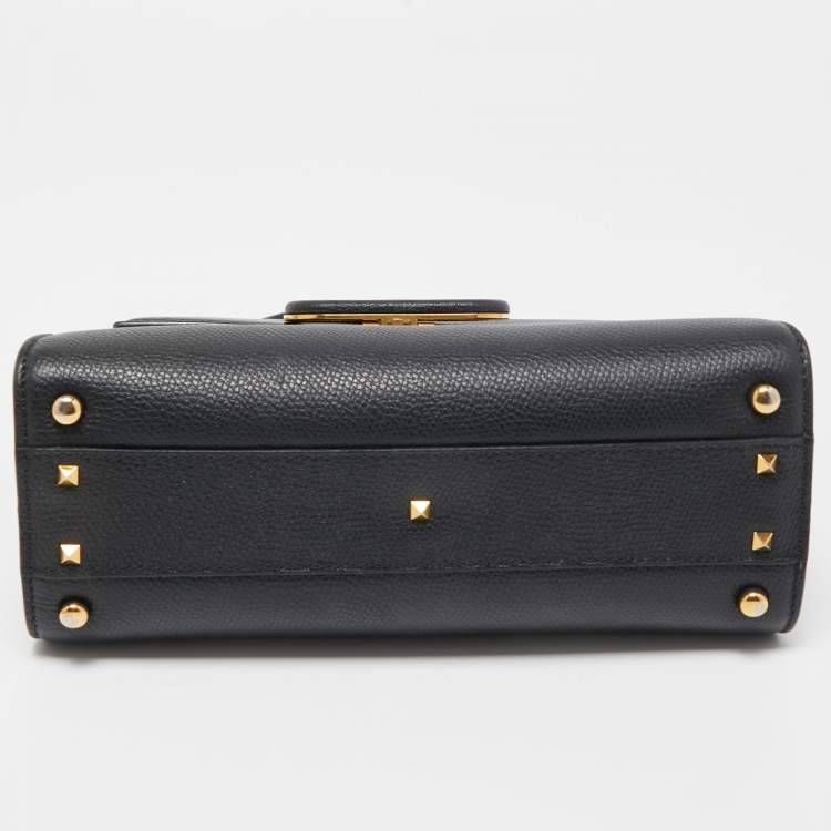 Pre Owned Valentino Black Leather VSling Top Handle Bag