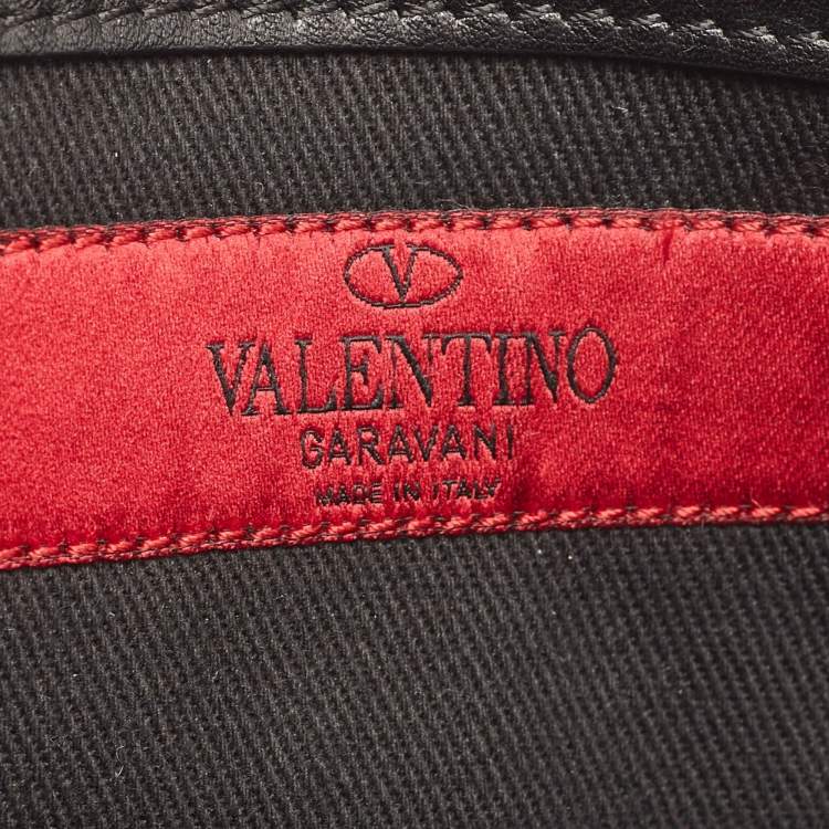 Pre Owned Valentino Black Leather Rockstud Flap Belt Bag