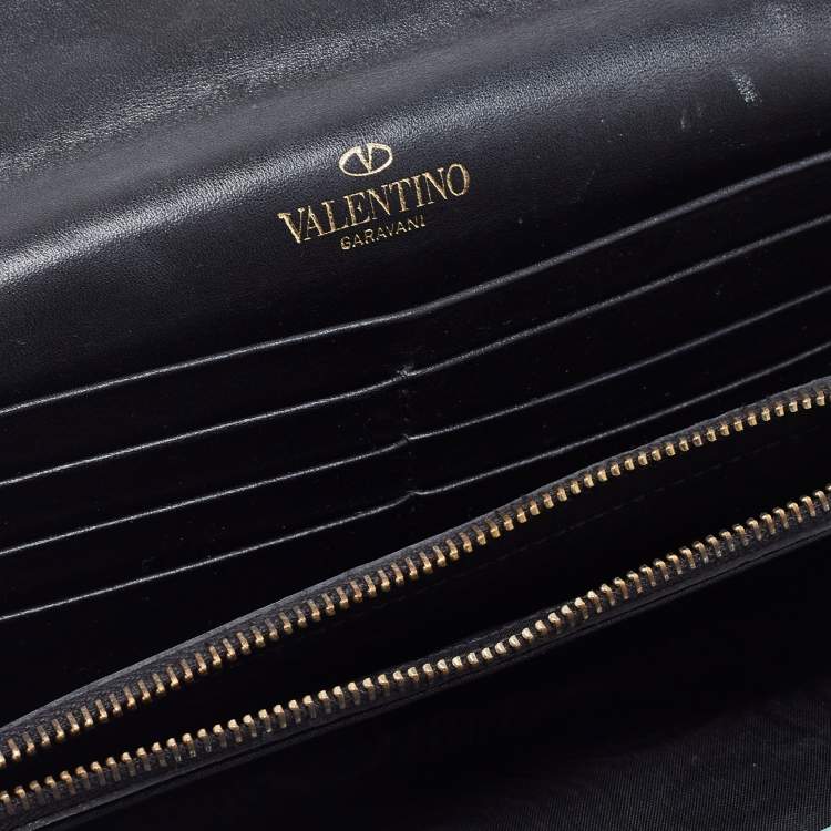 Pre Owned Valentino Green Leather Flap Continental Wallet 