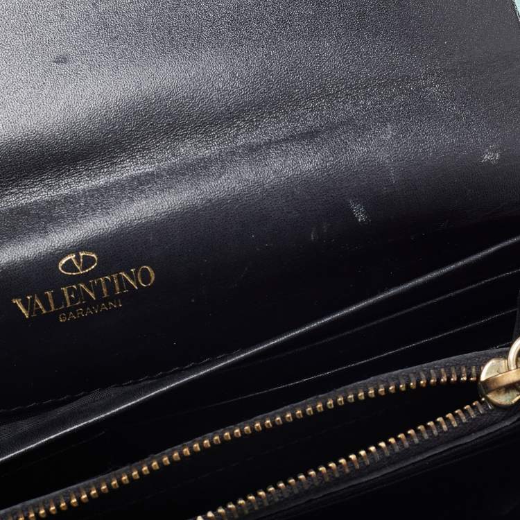 Pre Owned Valentino Green Leather Flap Continental Wallet 