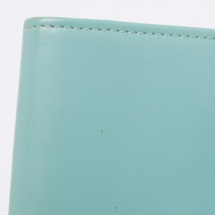 Pre Owned Valentino Green Leather Flap Continental Wallet 