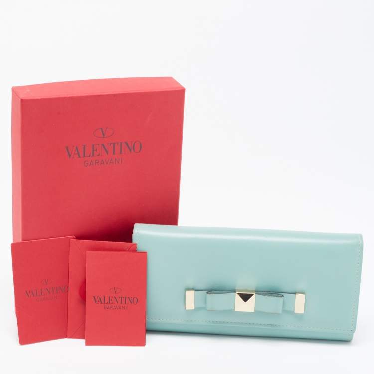 Pre Owned Valentino Green Leather Flap Continental Wallet 