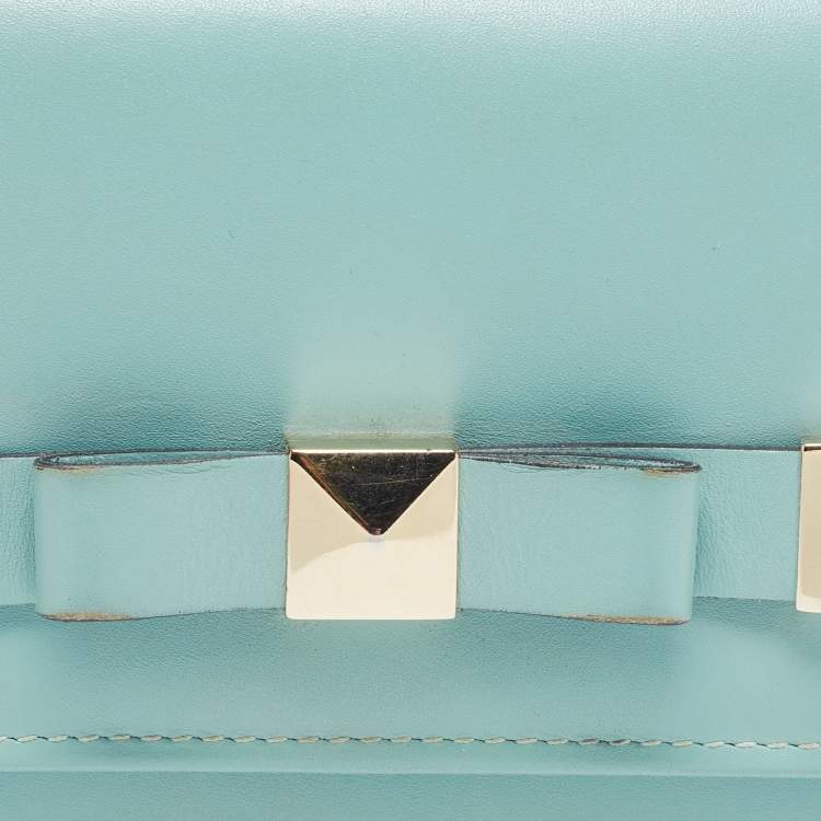 Pre Owned Valentino Green Leather Flap Continental Wallet 