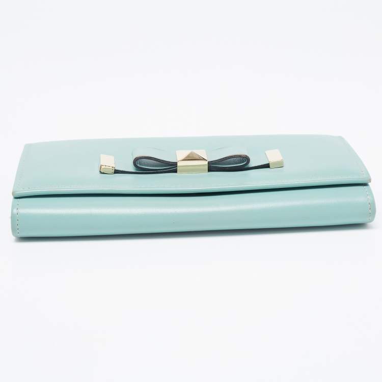 Pre Owned Valentino Green Leather Flap Continental Wallet 