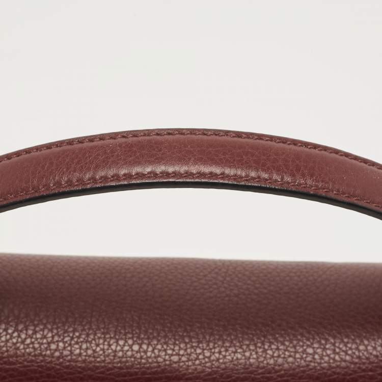 Pre Owned Valentino Burgundy Leather Flap Top Handle Bag