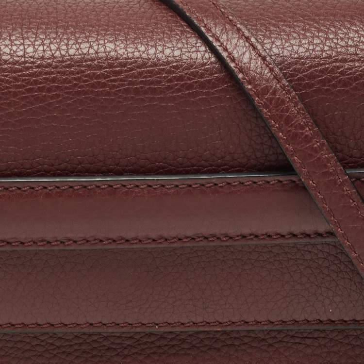 Pre Owned Valentino Burgundy Leather Flap Top Handle Bag