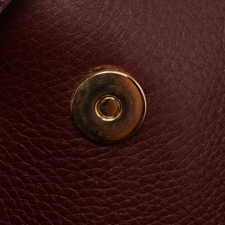 Pre Owned Valentino Burgundy Leather Flap Top Handle Bag