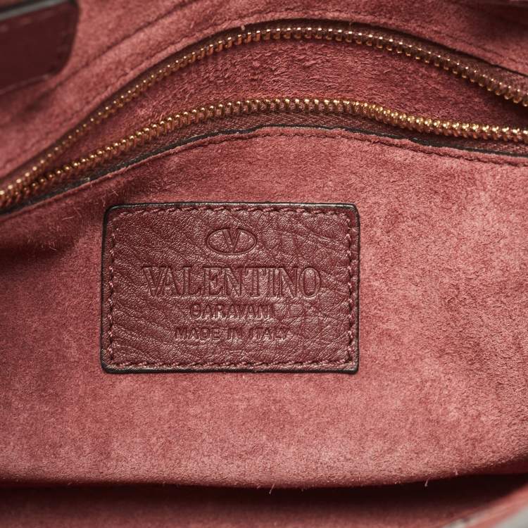 Pre Owned Valentino Burgundy Leather Flap Top Handle Bag