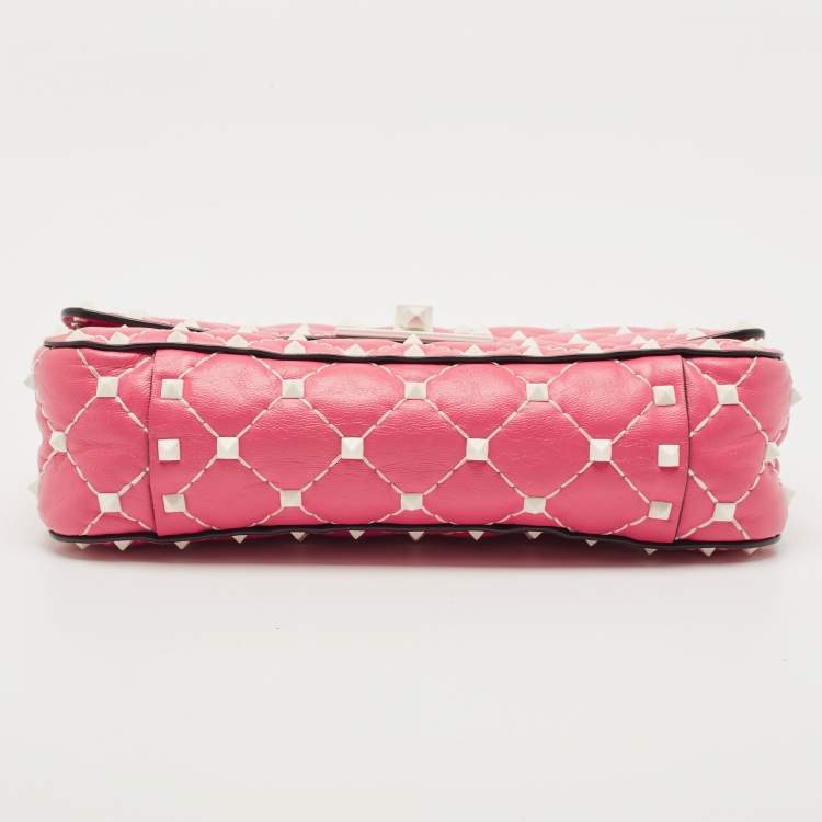 Pre Owned Valentino Pink Quilted Leather Small Rockstud Spike Chain Bag