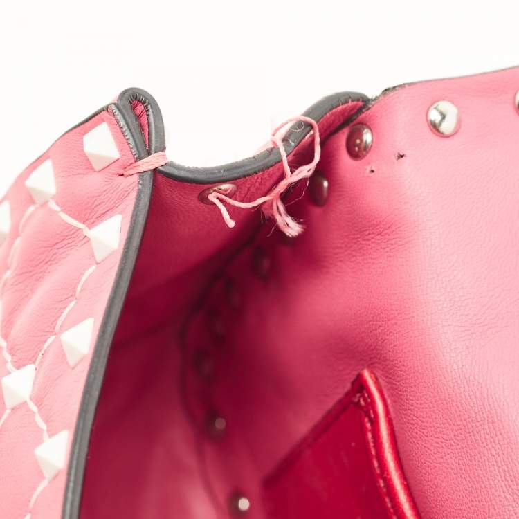 Pre Owned Valentino Pink Quilted Leather Small Rockstud Spike Chain Bag