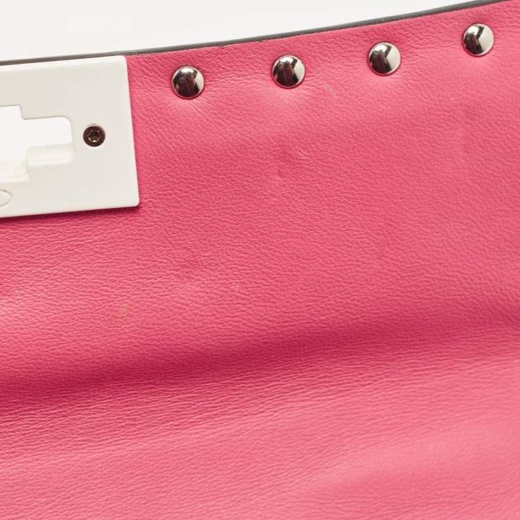 Pre Owned Valentino Pink Quilted Leather Small Rockstud Spike Chain Bag