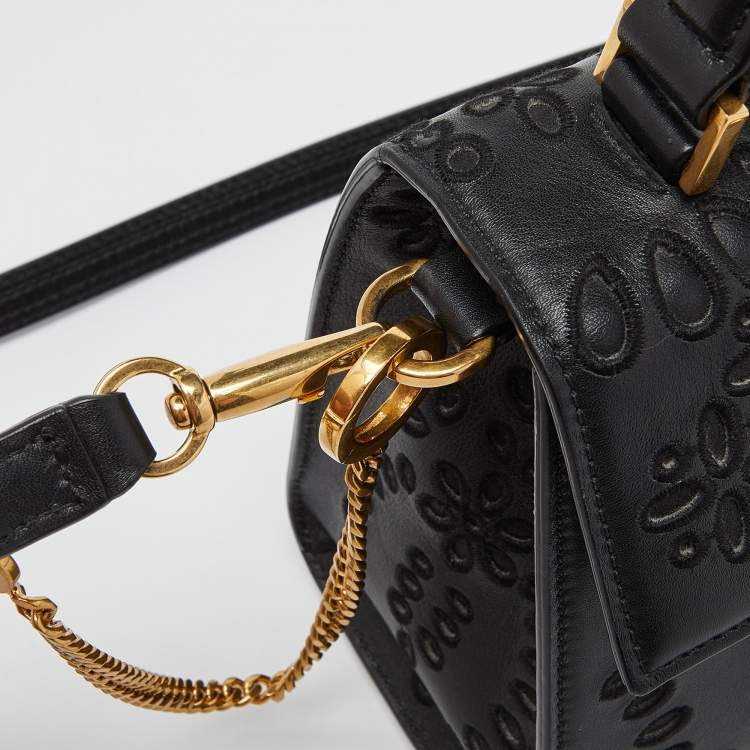 Pre Owned Valentino Black Leather VLogo Top Handle Bag
