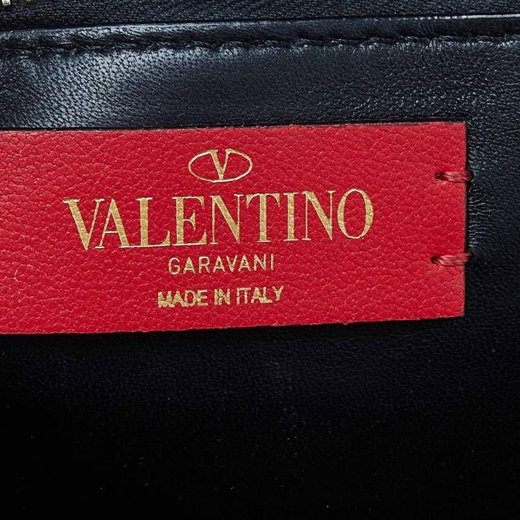 Pre Owned Valentino Black Leather VLogo Top Handle Bag