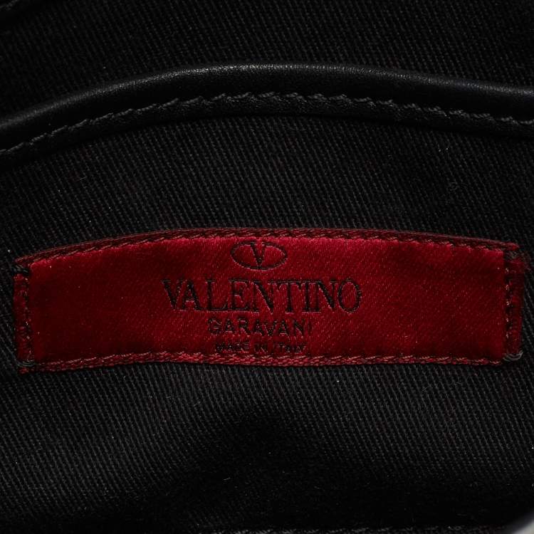 Pre Owned Valentino Black Leather Rockstud Flap Crossbody Bag