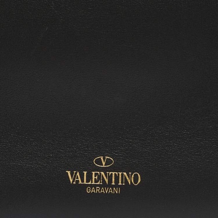 Pre Owned Valentino Black Leather Rockstud Flap Crossbody Bag