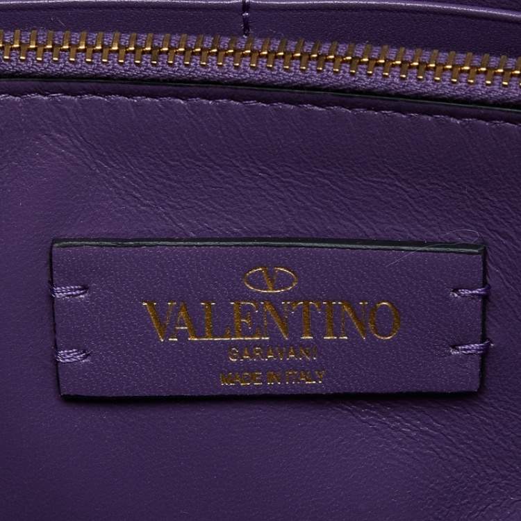 Pre Owned Valentino Purple Ostrich Leather VSling Wallet on Chain