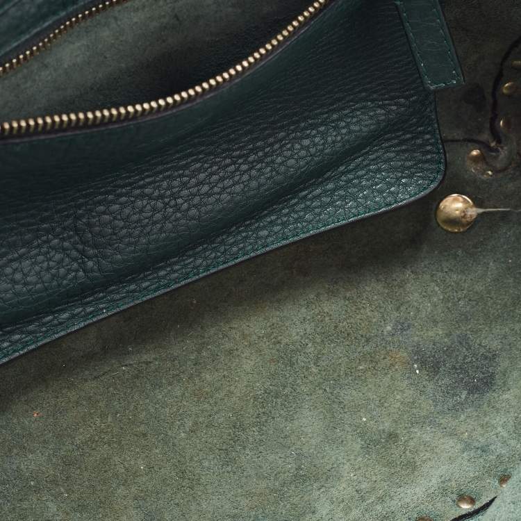 Pre Owned Valentino Green Leather Small Rockstud Trapeze Tote