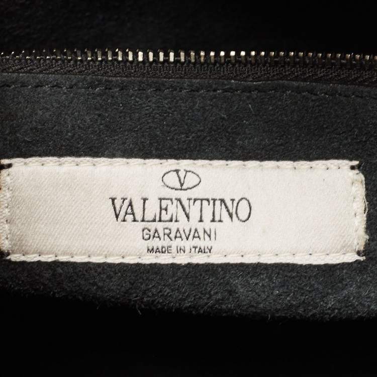Pre Owned Valentino Black Leather Medium My Rockstud Rolling Top Handle Bag