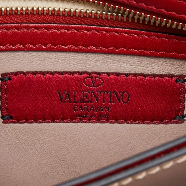 Pre Owned Valentino Red Leather Rockstud Wristlet Clutch