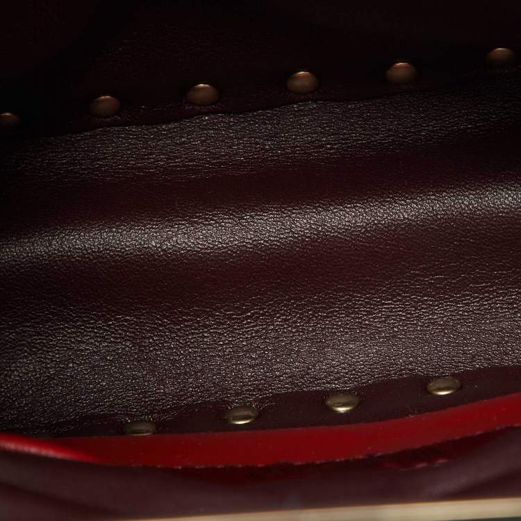 Pre Owned Valentino Metallic Pink Quilted Leather Small Rockstud Spike Top Handle Bag
