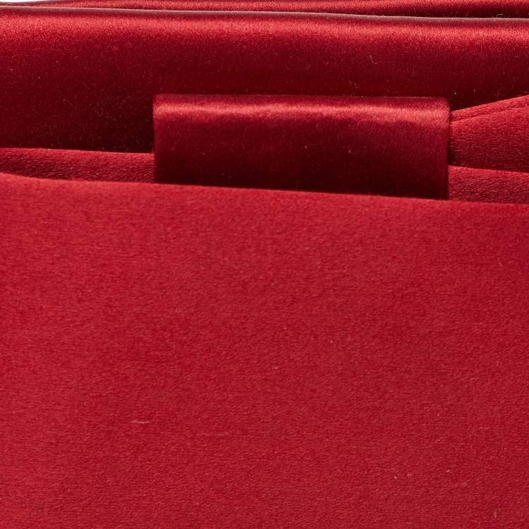Pre Owned Valentino Red Satin Bow Clutch